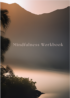 Mindfulness Workbook cover with a misty lake at dusk